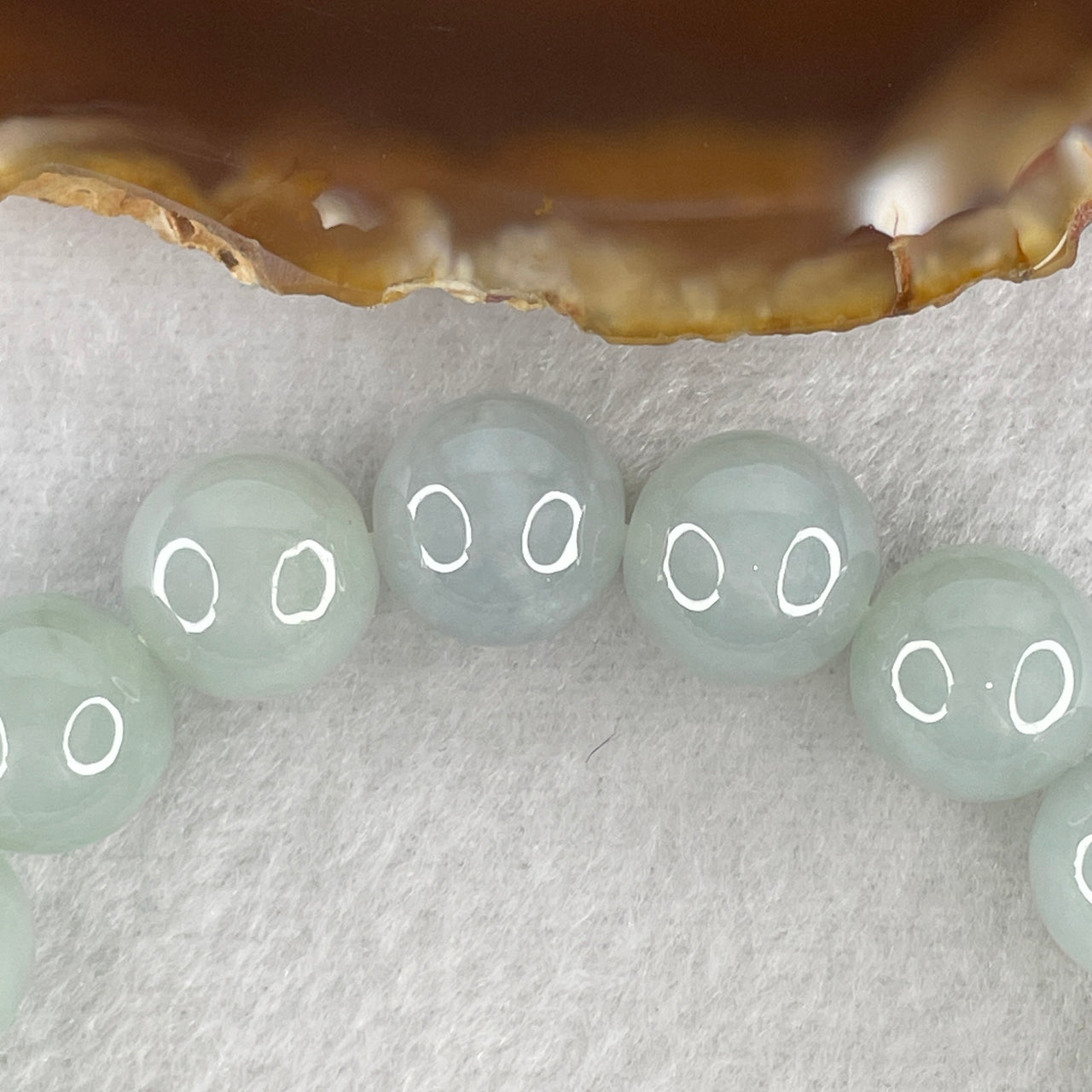 Natural Type A Light Blueish Green Jadeite Beads Bracelet | 17cm Large 12.3mm Round Jade Bead Luxury Manifestation Bracelet (54.55g 17 Beads)