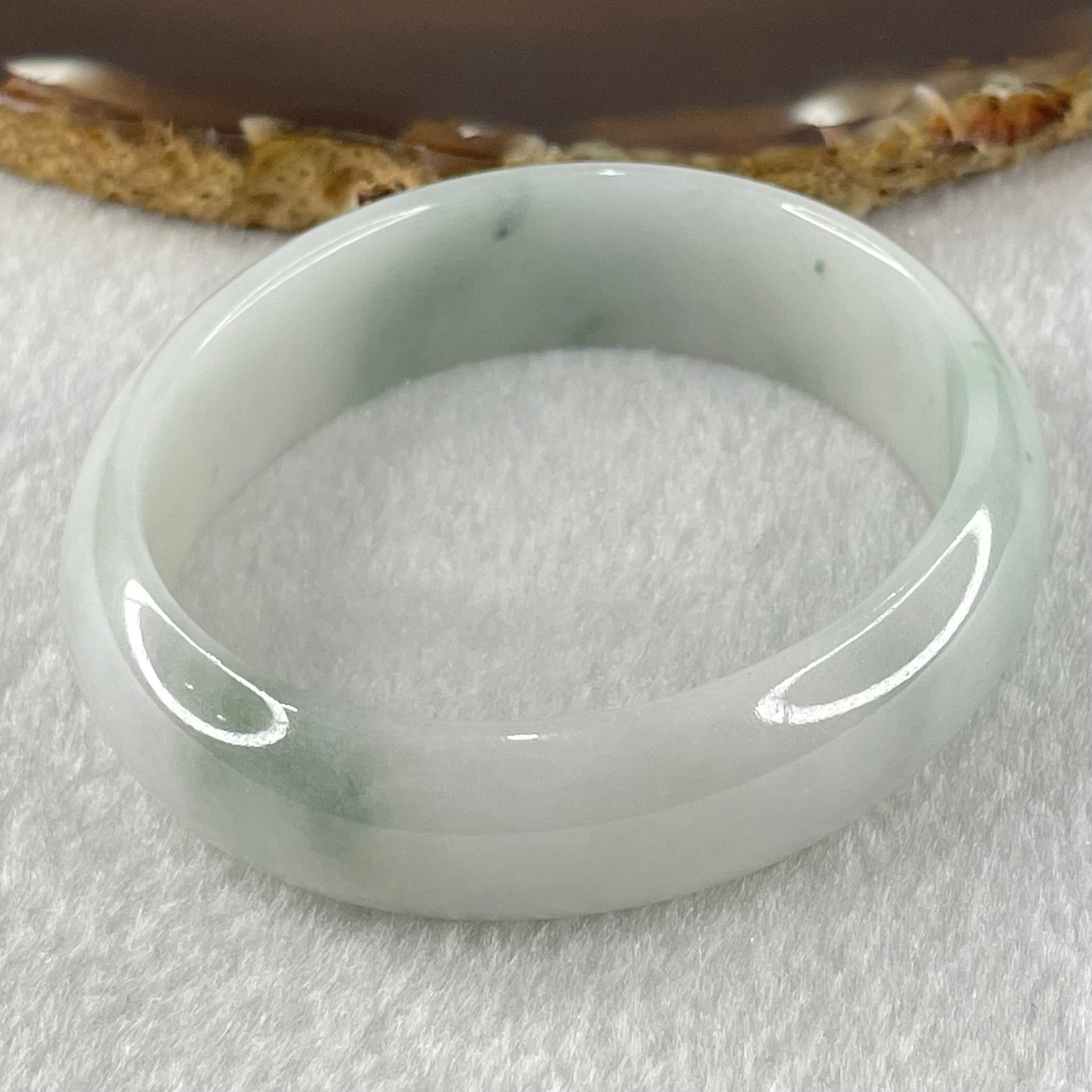 Type A Faint Lavender Green Jadeite Oval Bangle 45.43g Internal Diameter 55.8mm 15.8 by 6.3mm (Internal Lines) - Huangs Jadeite and Jewelry Pte Ltd