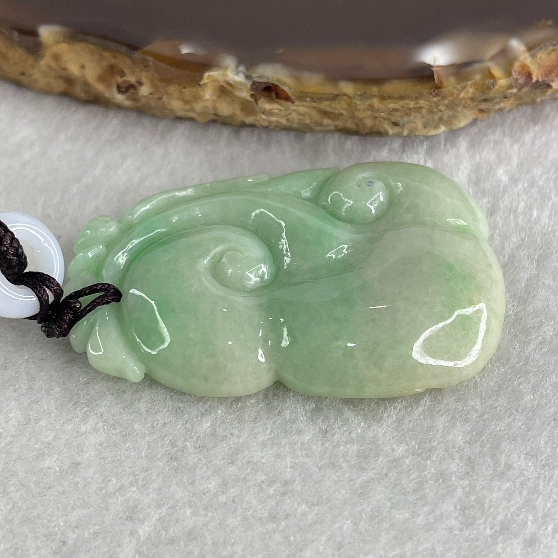 Natural Type A Green with Apple Green Piao Hua Jadeite Ruyi Pendant 20.67g 43.4 by 29.7 by 7.0mm - Huangs Jadeite and Jewelry Pte Ltd