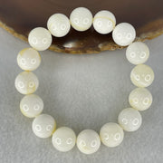 Natural Tridacna Sea Shell Beads Bracelet 46.58g 17cm 12.5mm 16 Beads - Huangs Jadeite and Jewelry Pte Ltd
