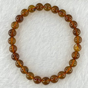 Natural Cognac Amber Beads Bracelet 4.17g 15cm 6.6mm 27 Beads - Huangs Jadeite and Jewelry Pte Ltd