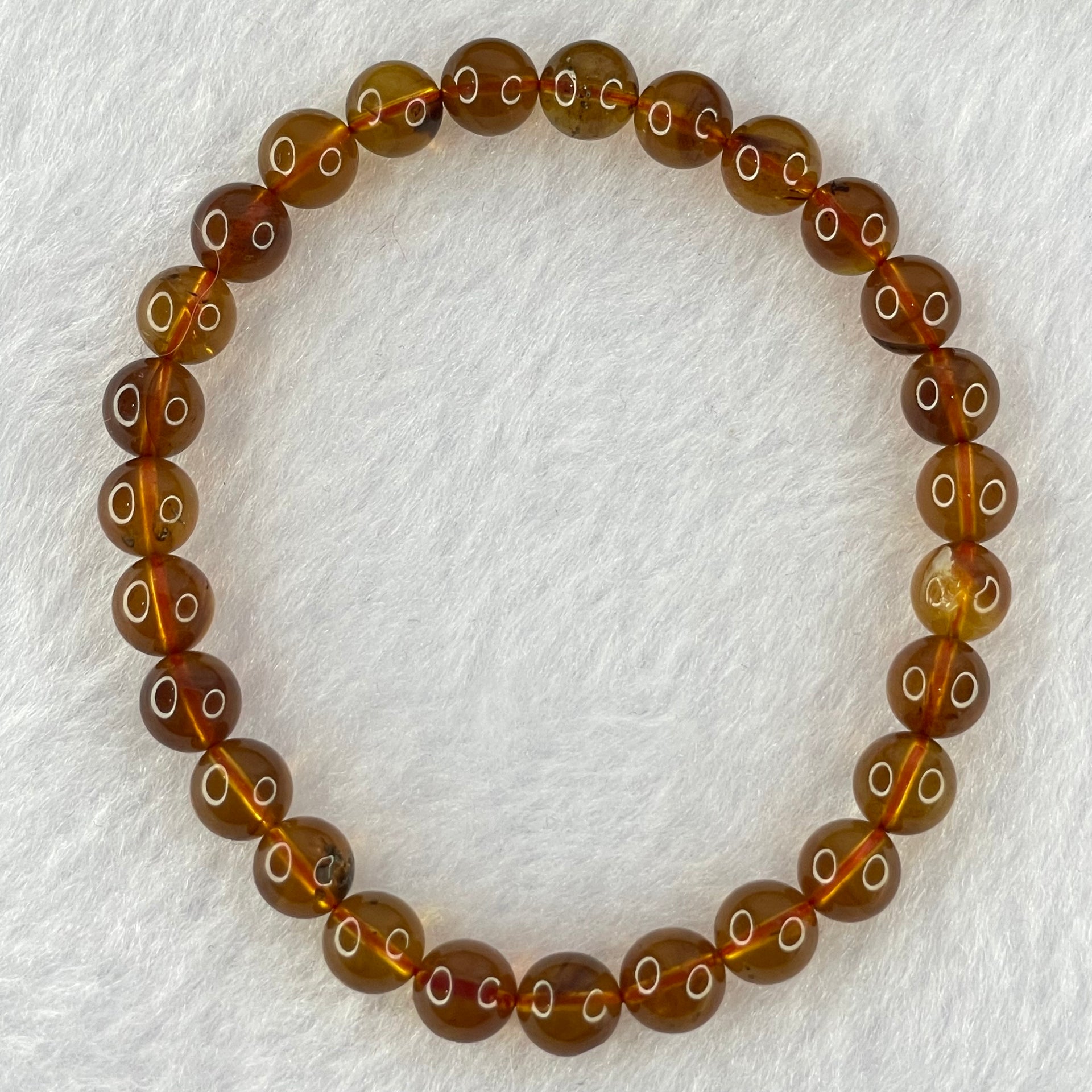 Natural Cognac Amber Beads Bracelet 4.17g 15cm 6.6mm 27 Beads - Huangs Jadeite and Jewelry Pte Ltd