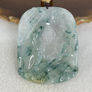 Type A Semi Icy Green with Lavender and Yellow and Blueish Green Piao Hua Jadeite Pendant 32.98g 59 by 46 by 5mm - Huangs Jadeite and Jewelry Pte Ltd
