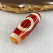 Natural Powerful Tibetan Old Oily Red White Agate One Eye Earth Element Dzi Bead Heavenly Master (Tian Zhu) 一眼土元素天珠 10.09g 37.4 by 13.2mm - Huangs Jadeite and Jewelry Pte Ltd