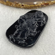 Type A Opaque to Partial Translucent Black Omphacite Jadeite Milo Laughing Buddha Pendant 22.86g 64.6 by 40.5 by 8.7mm - Huangs Jadeite and Jewelry Pte Ltd