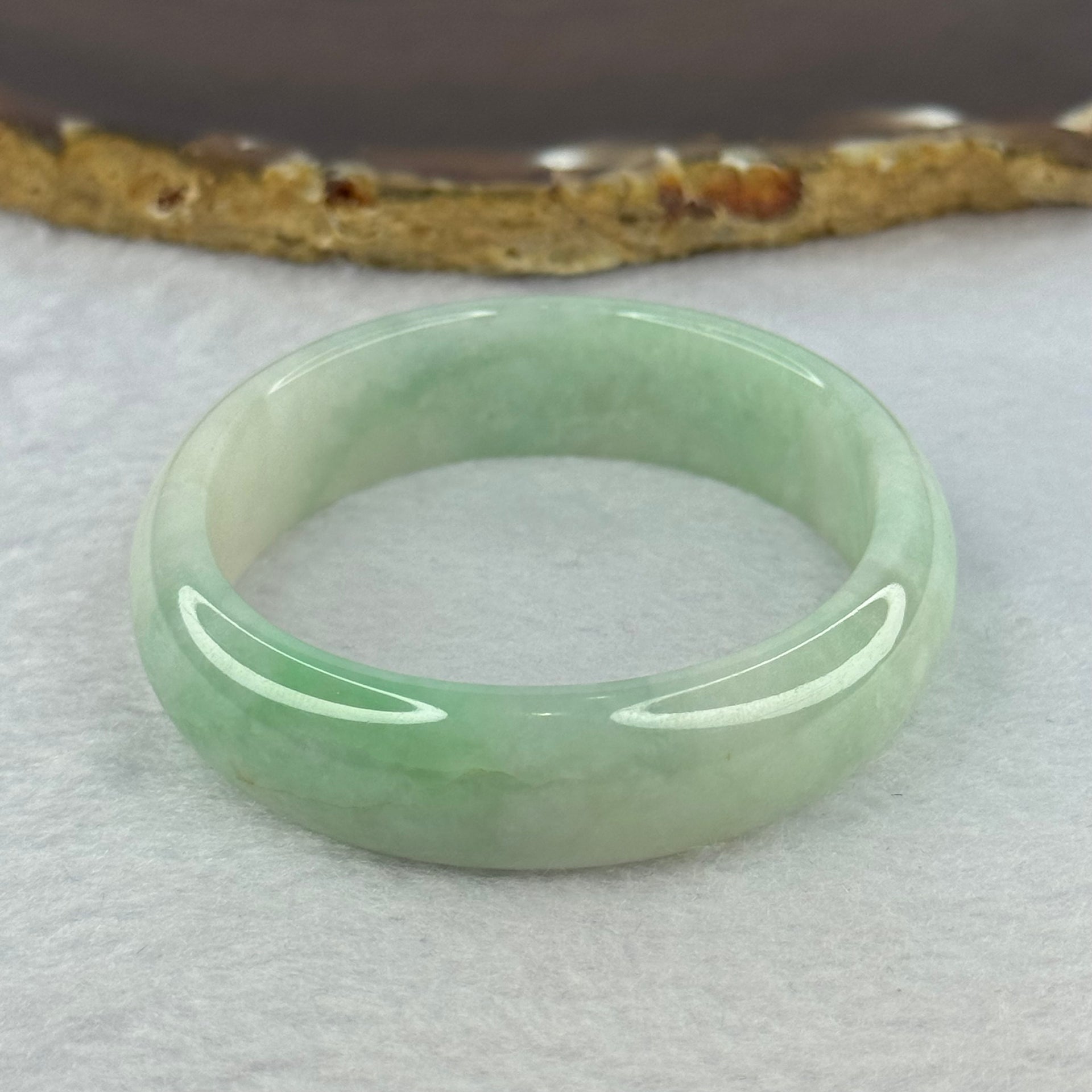 Type A Green Jadeite Oval Bangle 36.75g Internal Diameter 50.2mm 13.4 by 7.2mm (Internal Lines) - Huangs Jadeite and Jewelry Pte Ltd
