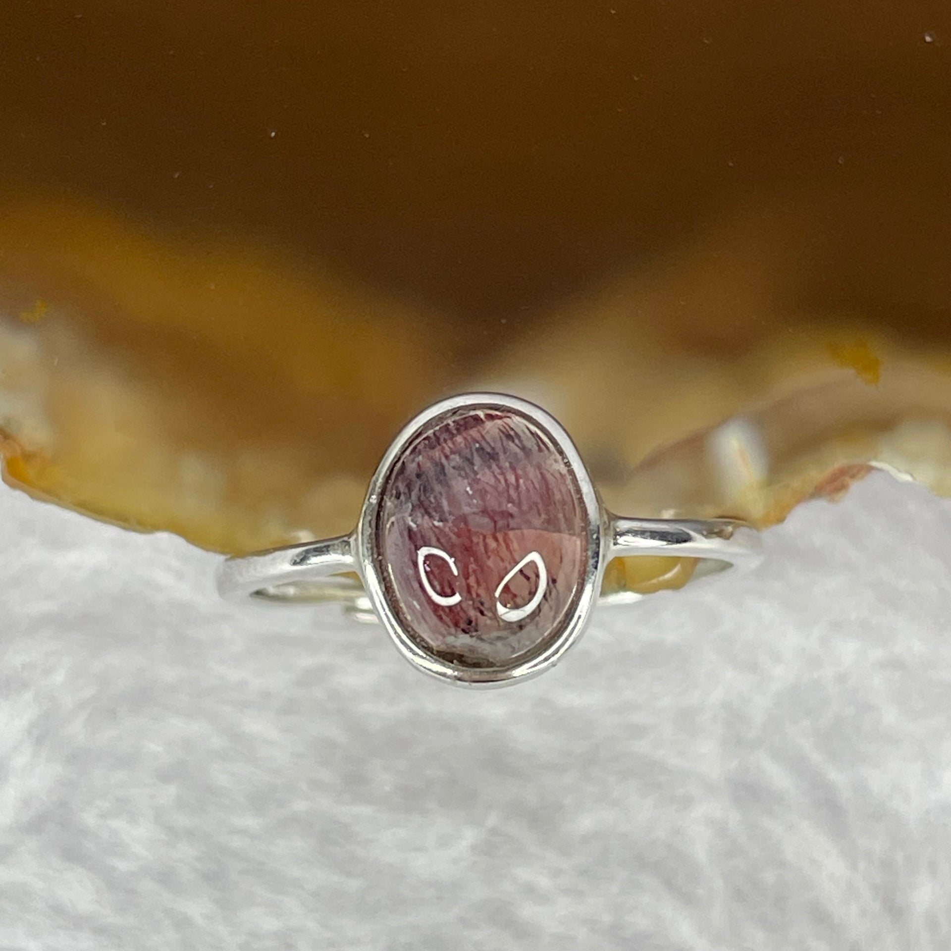 Above Average Grade Natural Super 7 Crystal in 925 Sliver Ring (Adjustable Size) 天然超级七水晶 925 银戒指（可调节尺寸) 1.64g 7.7 by 6.4 by 4.7mm - Huangs Jadeite and Jewelry Pte Ltd