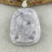 Natural Type A Lavender Jadeite Dragon Carp with Lotus Pendant | Transformation, Academic & Career Success Talisman (37.83g | 47.3 x 32.2 x 12.1mm) - Huangs Jadeite and Jewelry Pte Ltd