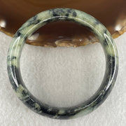 Natural Type A Wuji Black with Yellowish Green Jadeite Bangle | (56.38g | 55.1mm ID | 16.0 x 7.8mm | Close to Perfect | Yin-Yang Harmony & Sovereign Wealth Anchor, Feng Shui Protection & Statement Bangle) - Huangs Jadeite and Jewelry Pte Ltd