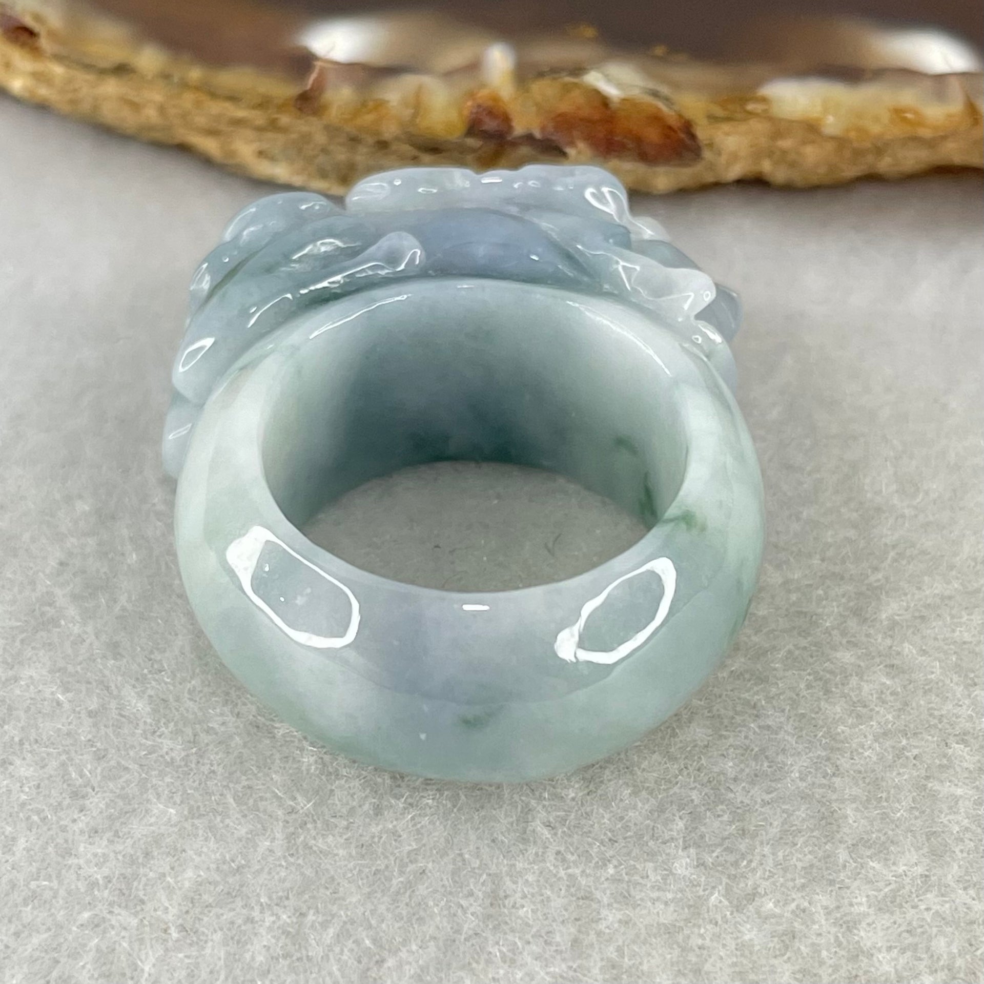 Type A Lavender with Blueish Green Patches Jadeite Pixiu Ring 17.40g 12.4 by 13.7mm US9.8 HK22 (Close to Perfect) - Huangs Jadeite and Jewelry Pte Ltd