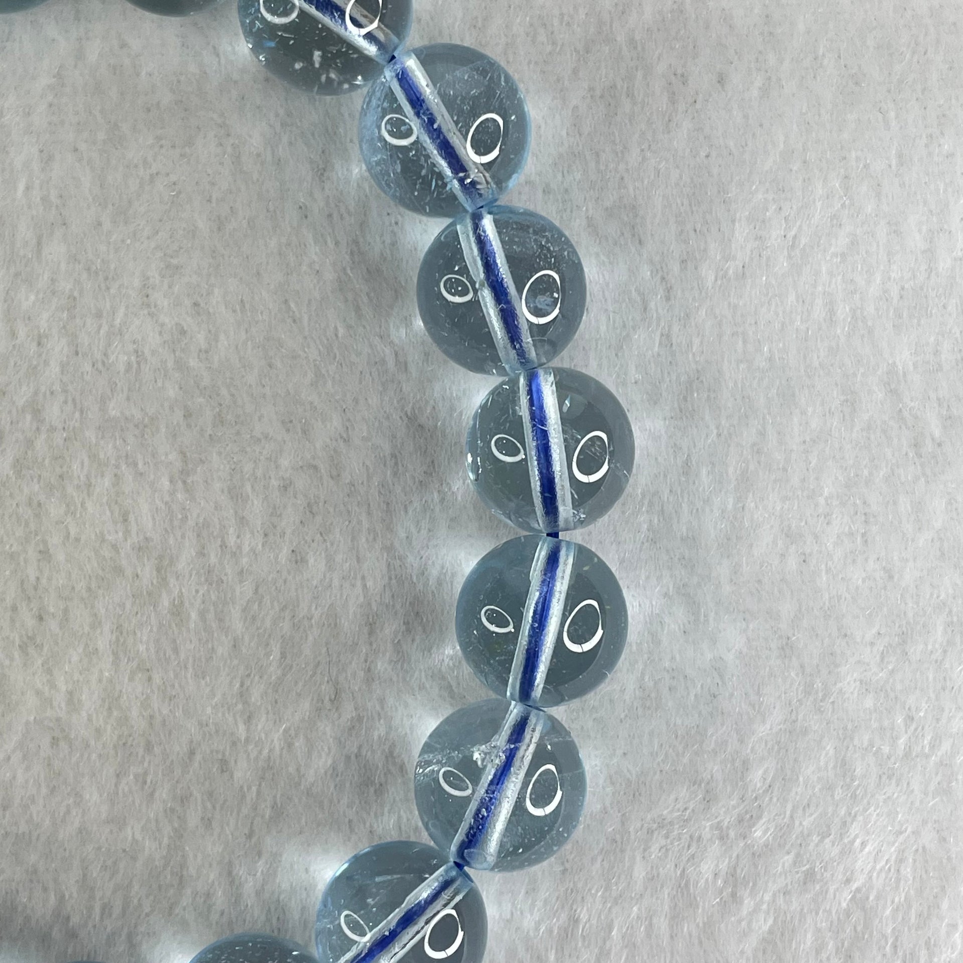 Good Grade Natural Blue Topaz Beads Bracelet 43.74g 16.5cm 10.9mm 19 Beads - Huangs Jadeite and Jewelry Pte Ltd