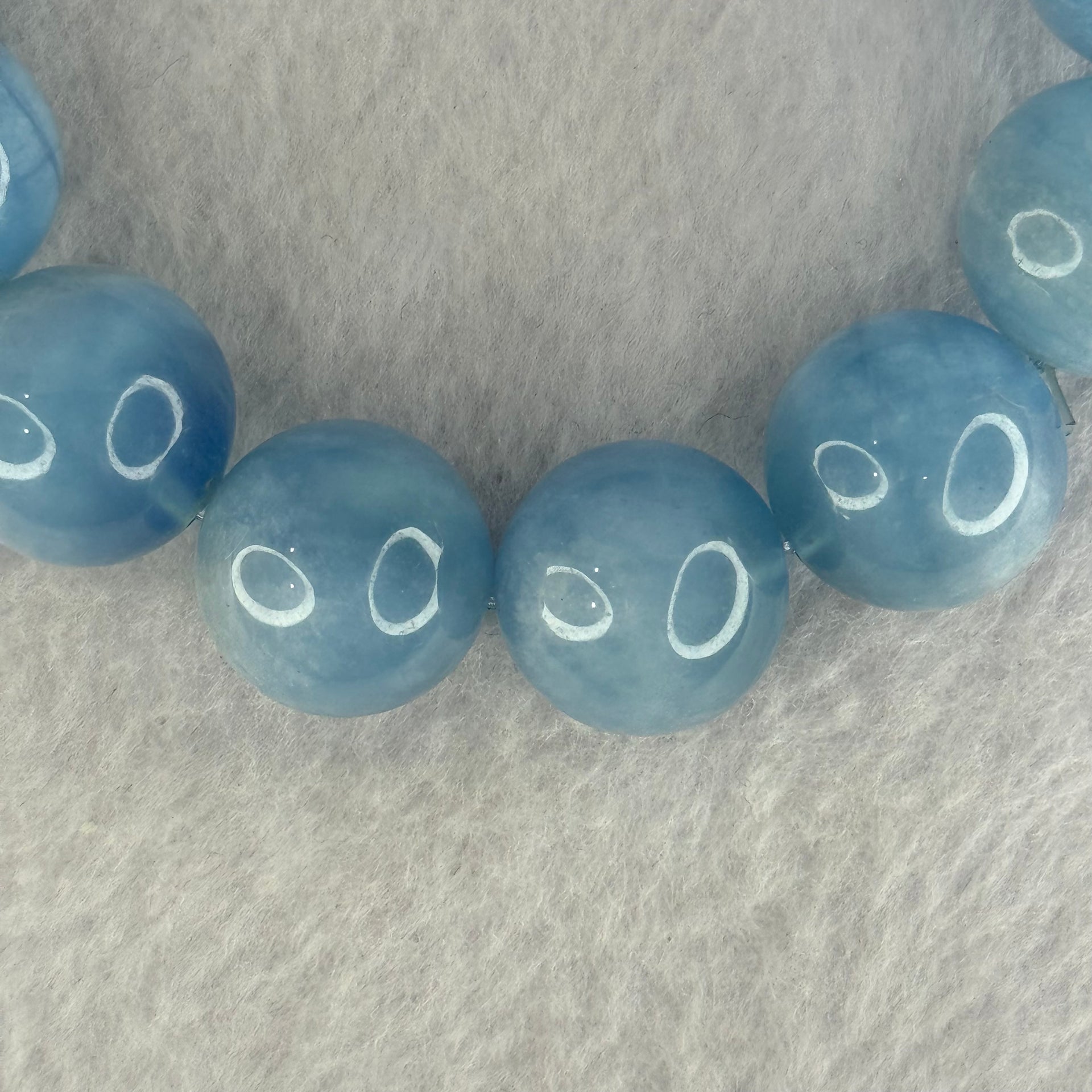 Natural Aquamarine Beads Bracelet 77.27g 18cm 16.3mm by 13 Beads - Huangs Jadeite and Jewelry Pte Ltd