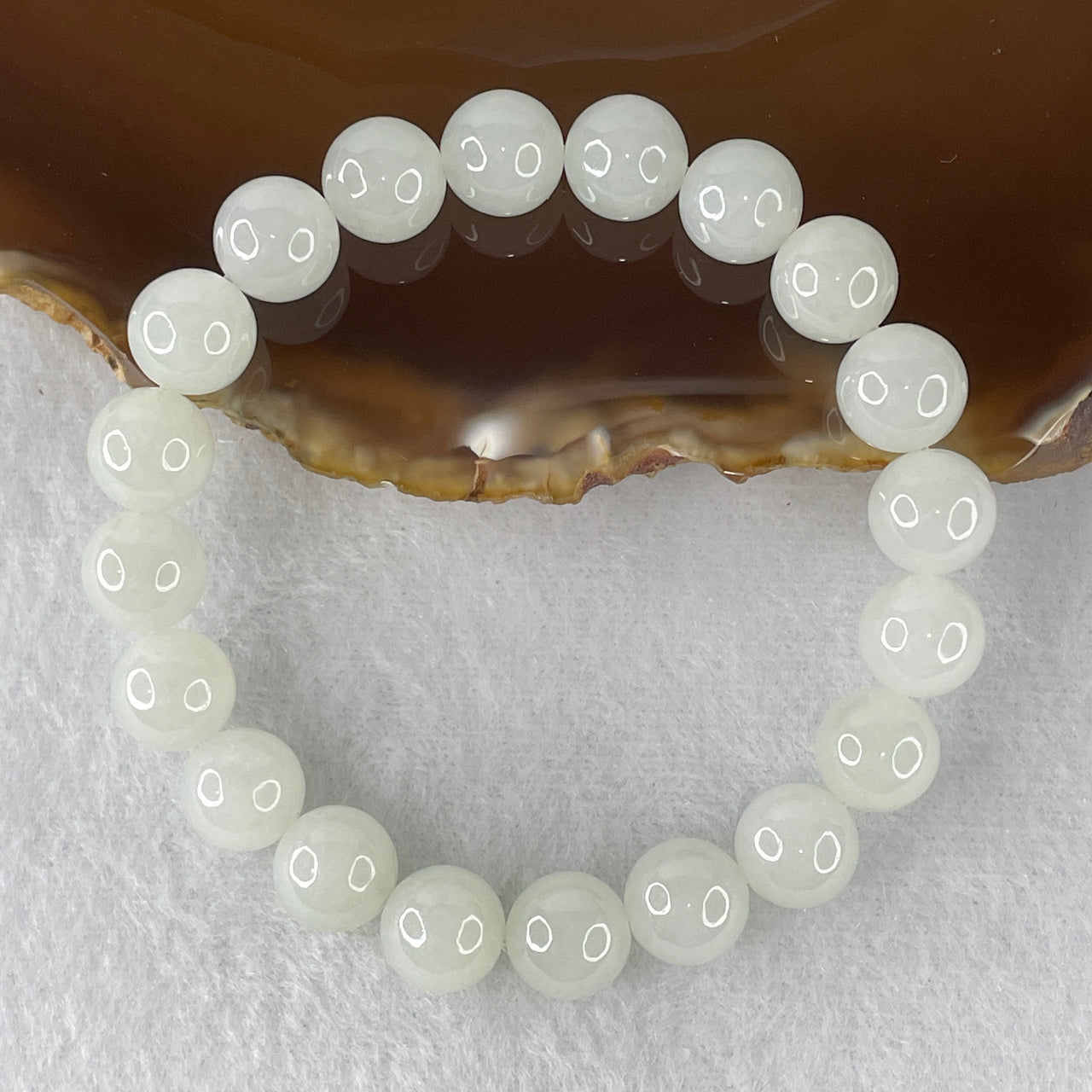 Certified Type A Jelly Near-White Jadeite Investment Bracelet | Ultra-Translucent Liquid-Glass Beads | 100% Natural Grade A Fei Cui Masterpiece | 20-Bead Sovereign Alignment (33.70g | 10.0mm | 16cm)