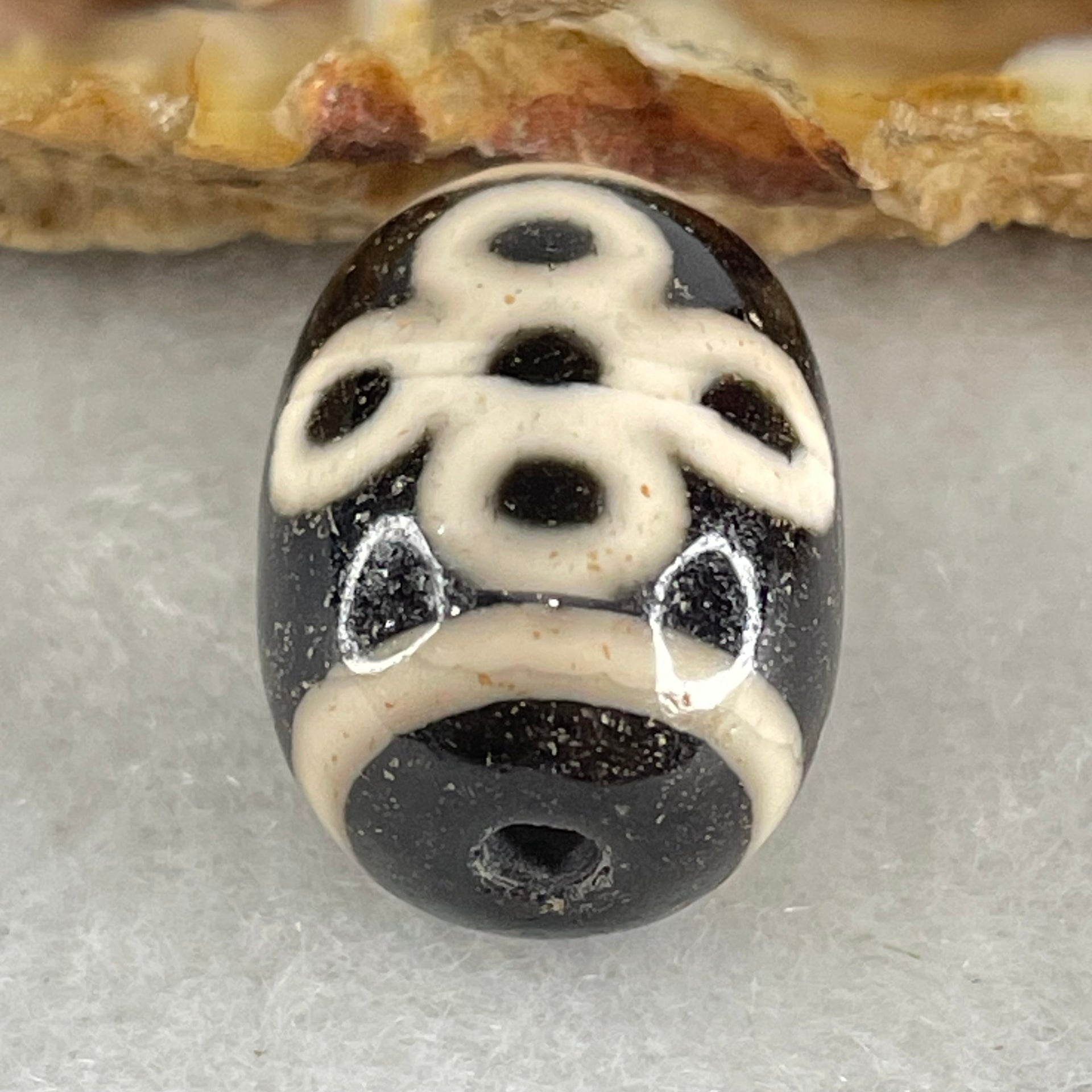 Natural Powerful Tibetan Old Oily Agate 5 Eyes Lightning Dzi Bead Heavenly Master (Tian Zhu) 五眼闪电天珠 4.50g 17.4 by 13.1mm - Huangs Jadeite and Jewelry Pte Ltd