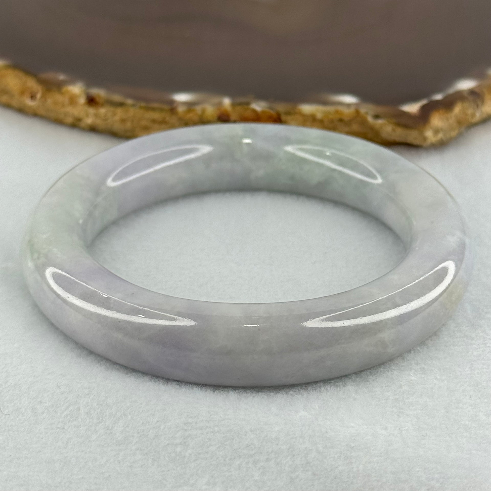 Type A Light Lavender with Light Green Parches Jadeite Bangle Internal Diameter 54.5mm 81.60g 13.0 by 11.8mm (Very Slight Internal Lines) - Huangs Jadeite and Jewelry Pte Ltd
