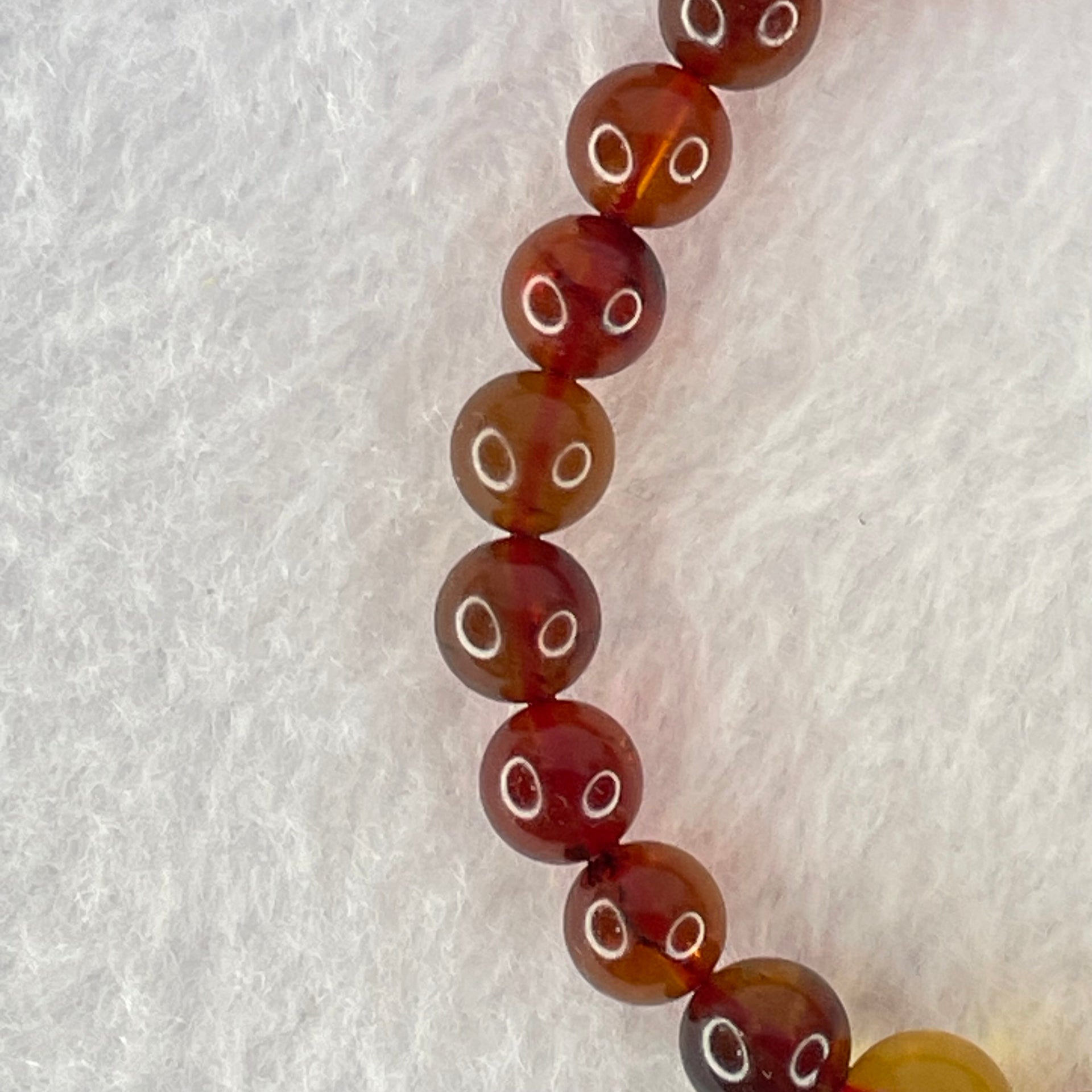 Natural Blood Red Amber Beads Bracelet 5.10g 15cm 7.2mm 25 Beads - Huangs Jadeite and Jewelry Pte Ltd