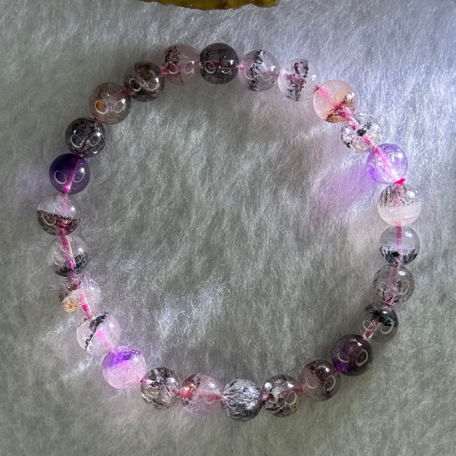 Natural Super 7 Beads Bracelet 10.42g 14cm 6.9mm 26 Beads - Huangs Jadeite and Jewelry Pte Ltd