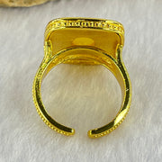 Natural Butterscotch Amber in  Sliver Gold Color Ring (Adjustable Size) 7.21g 10.1 by 6.5 by 3.5mm - Huangs Jadeite and Jewelry Pte Ltd