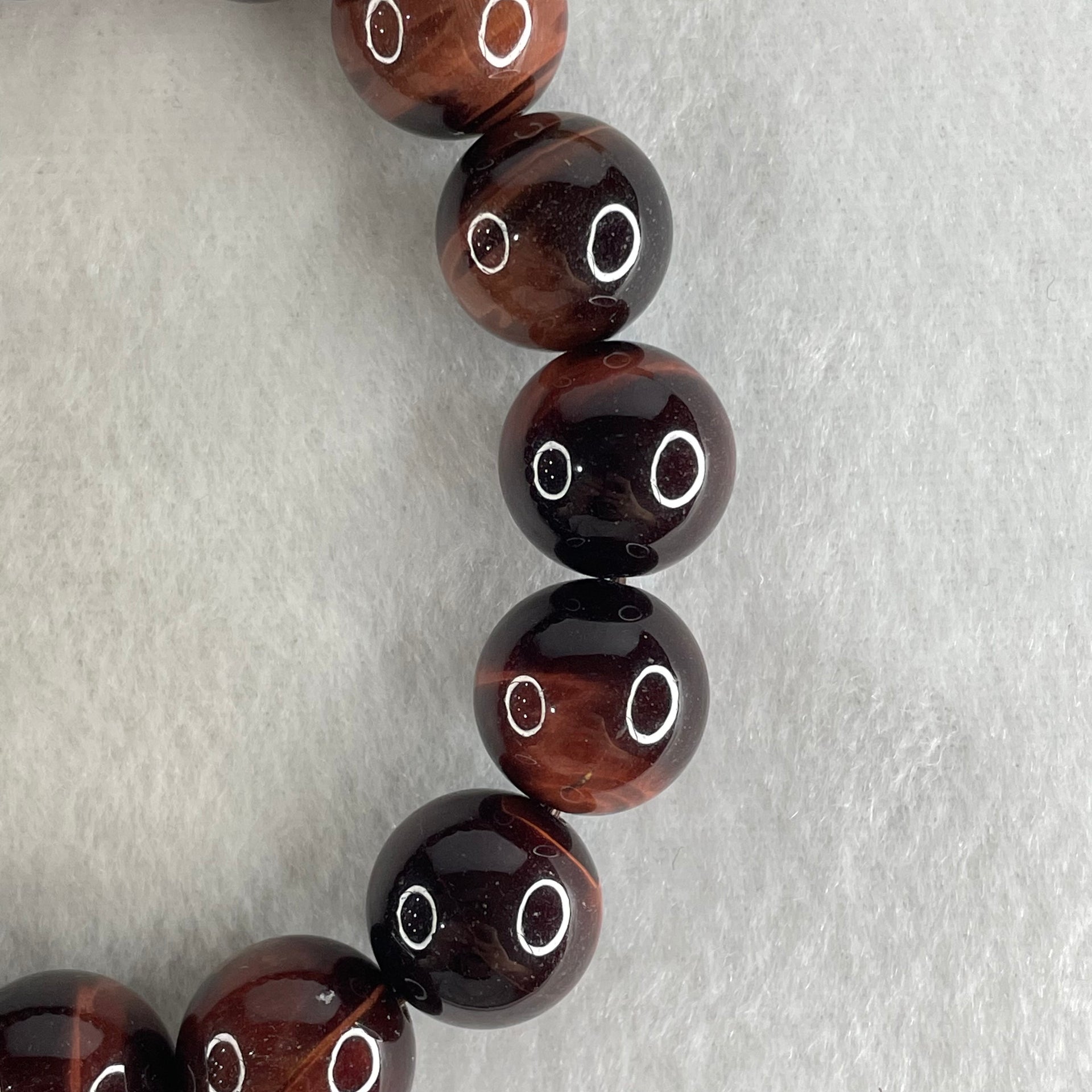 Natural Red Tiger's Eye Quartz Beads Bracelet 59.13g 16.5cm 14.2mm 15 Beads - Huangs Jadeite and Jewelry Pte Ltd
