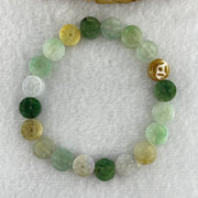 Natural Type A Green with Yellow Jadeite Ancient Coin Shape Beads Bracelet 11.90g 15cm 9.0mm 20 Beads - Huangs Jadeite and Jewelry Pte Ltd