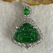 Natural Type A Omphacite Spicy Green Jadeite Milo Buddha Pendant in S925 Silver | (4.47g | 12.5 x 16.5 x 3.0mm | Power Catalyst, Laughing Buddha Joy & Fortune Anchor, Feng Shui Harmony & Abundance Pendant) - Huangs Jadeite and Jewelry Pte Ltd