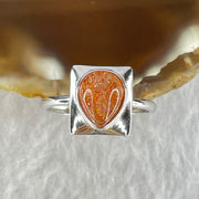 Good Grade Natural Golden Sun Stone in S925 Silver Ring (Adjustable Size) 2.21g 8.9 by 6.8 by 3.5mm - Huangs Jadeite and Jewelry Pte Ltd