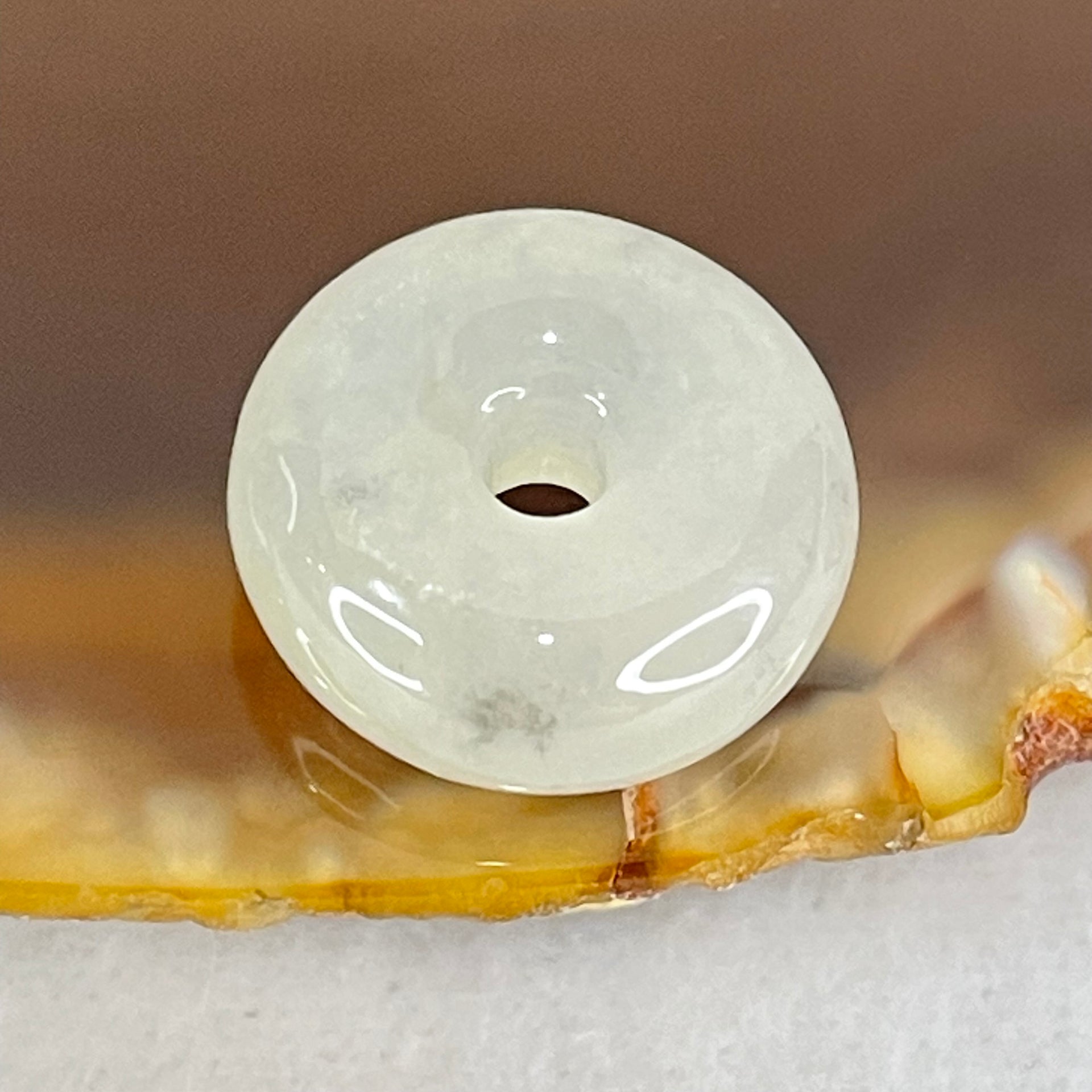 Type A Semi Icy Faint Green Jadeite Ping An Kou Charm/Pendant 2.05g 13.0 by 5.9mm - Huangs Jadeite and Jewelry Pte Ltd