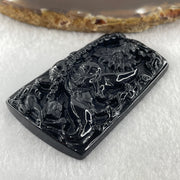 Type A Opaque to Partial Translucent Black Omphacite Jadeite Zhong Kui Pendant 27.73g 61.3 by 37.4 by 8.9mm - Huangs Jadeite and Jewelry Pte Ltd