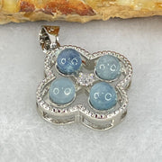 Above Average Grade Rare Natural Blue Dumortierite Rutilated Quartz in S925 Four Leaf Clover Pendant 2.21g 4.0mm 4pcs - Huangs Jadeite and Jewelry Pte Ltd