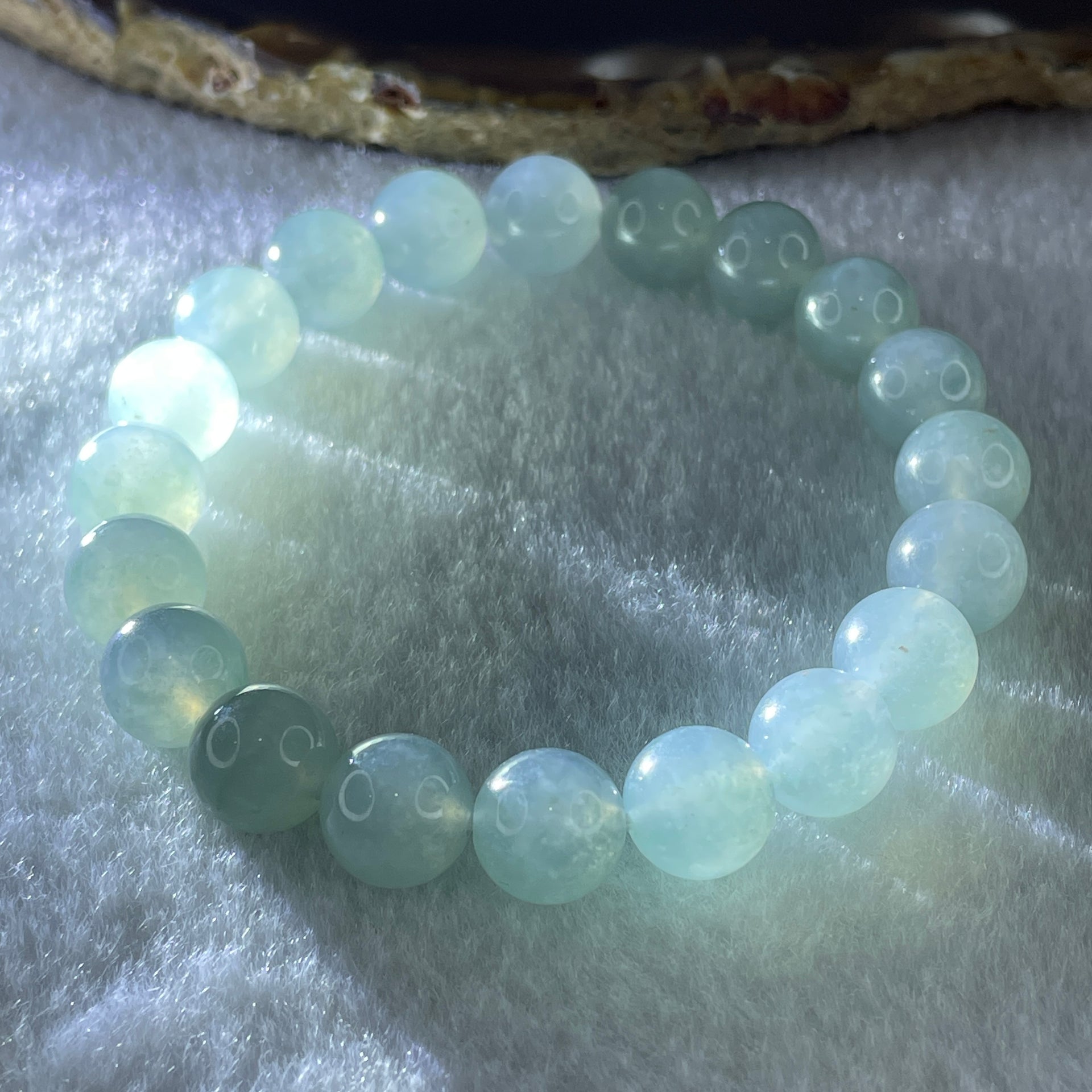 Type A Natural Sky Blue Jadeite Beads Bracelet 30.49g 15.5cm 9.6mm 20 Beads - Huangs Jadeite and Jewelry Pte Ltd