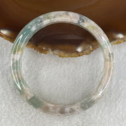 Natural Icy Green with White Flower Agate Bangle 39.69g Internal Diameter 61.3mm 11.8 by 7.7mm (Perfect) - Huangs Jadeite and Jewelry Pte Ltd