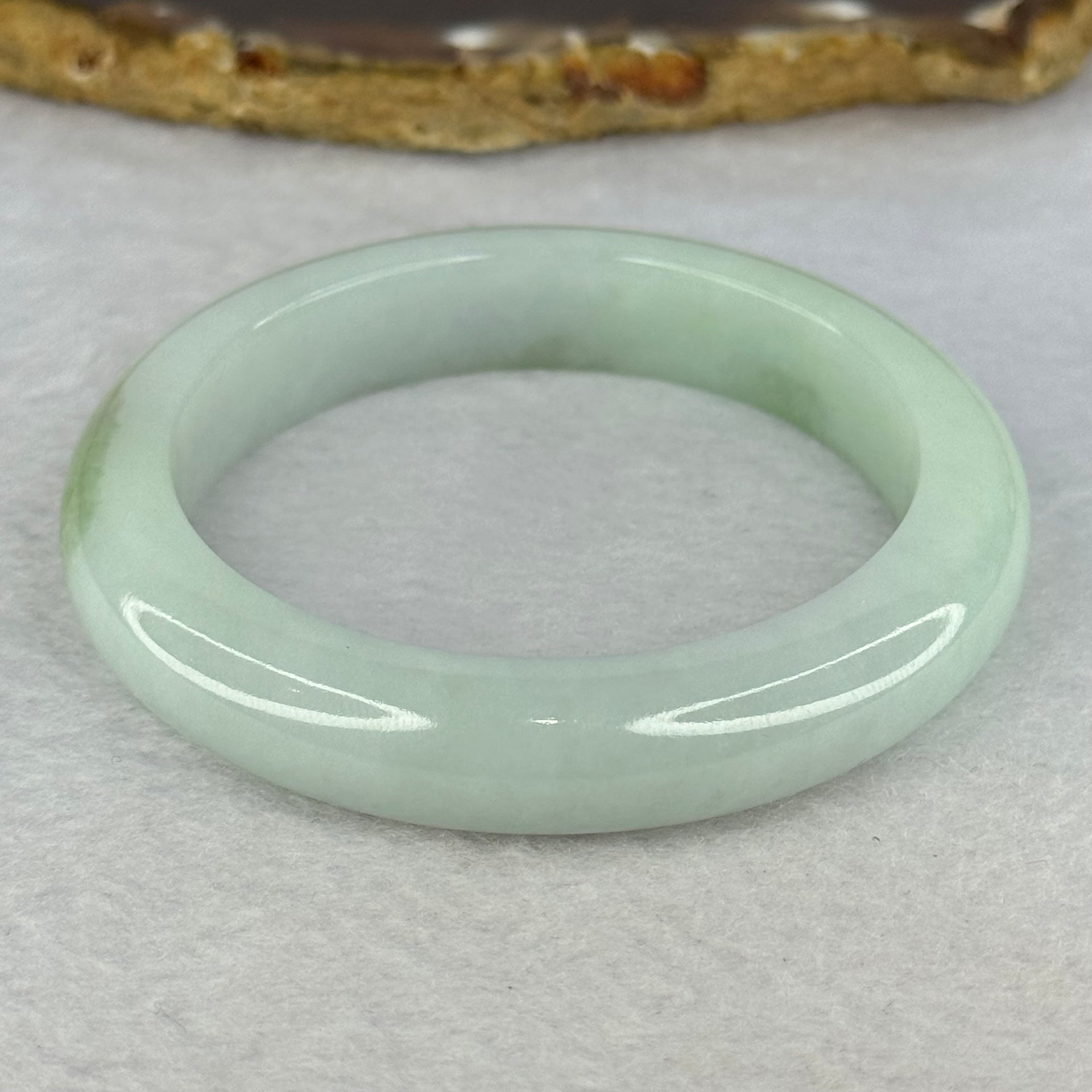 Type A Light Green with Green Patch Jadeite Bangle Internal Diameter 51.9mm 49.83g 11.2 by 8.6mm (Very Slight Internal Line) - Huangs Jadeite and Jewelry Pte Ltd