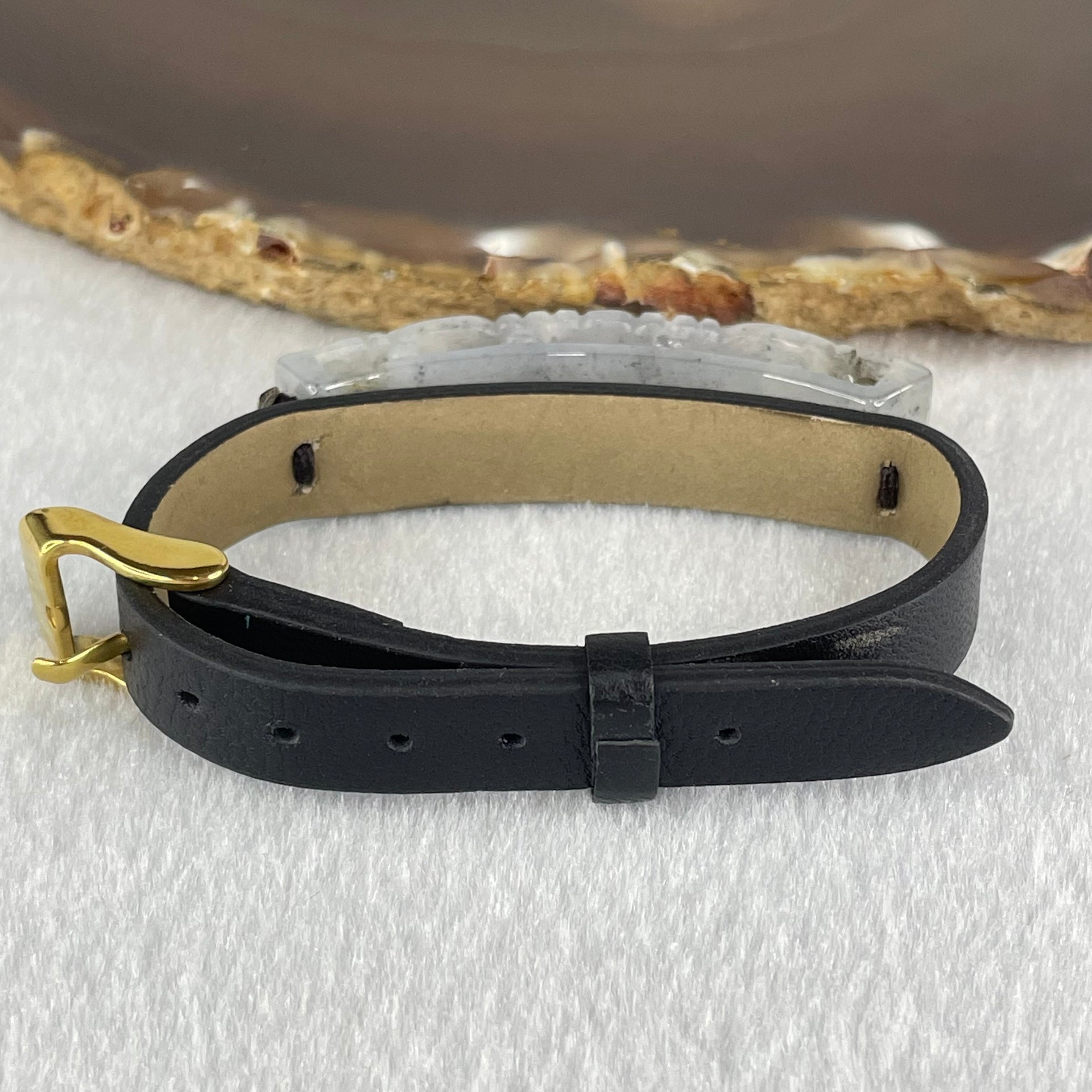 Type A Semi Icy Grey Jadeite Phoenix with PVC Bracelet 11.86g 49.3 by 11.1 by 7.7mm - Huangs Jadeite and Jewelry Pte Ltd