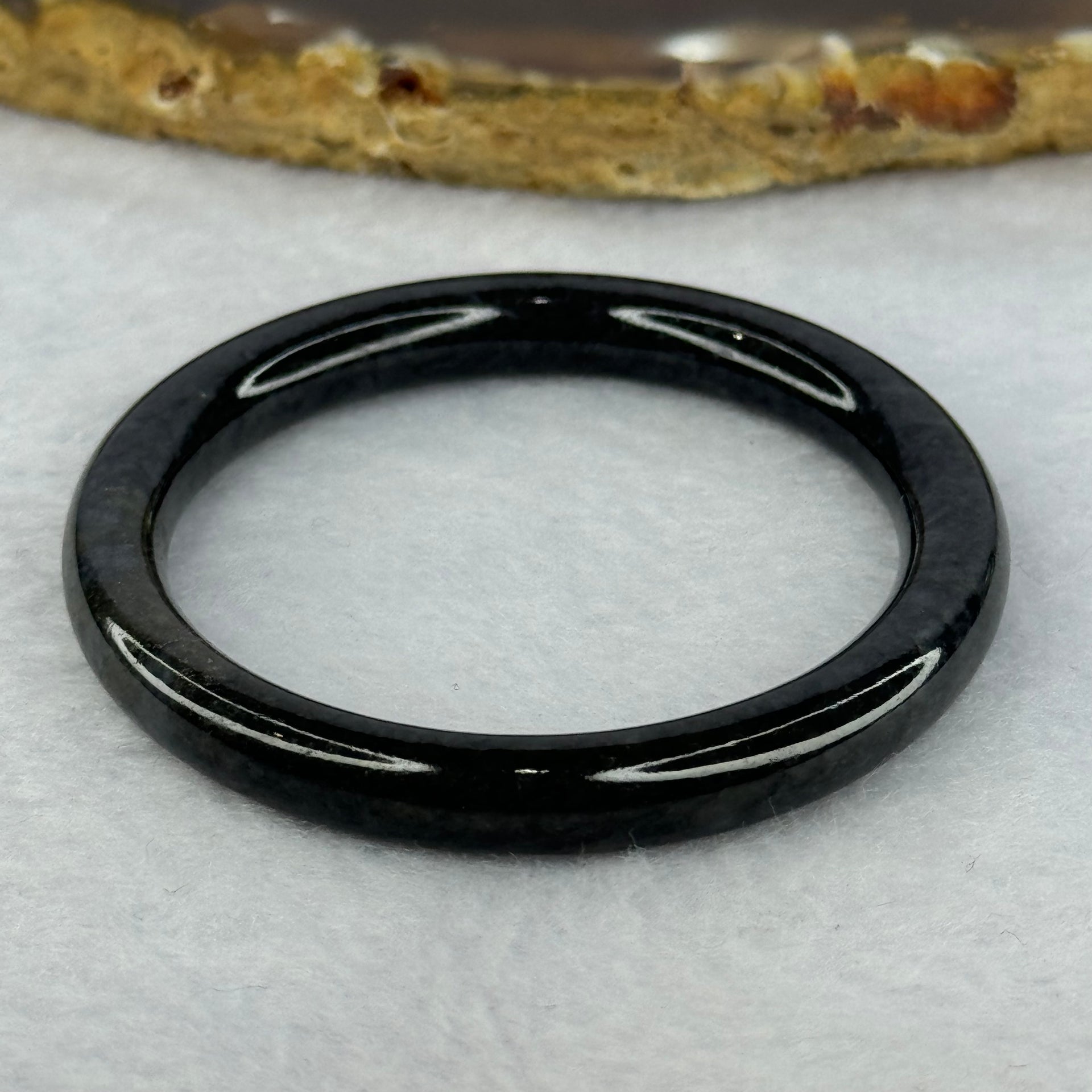 Type A Black Grey Wuji Jadeite Baby Bangle 14.30g Internal Diameter 40.7mm 6.3 by 6.4mm - Huangs Jadeite and Jewelry Pte Ltd