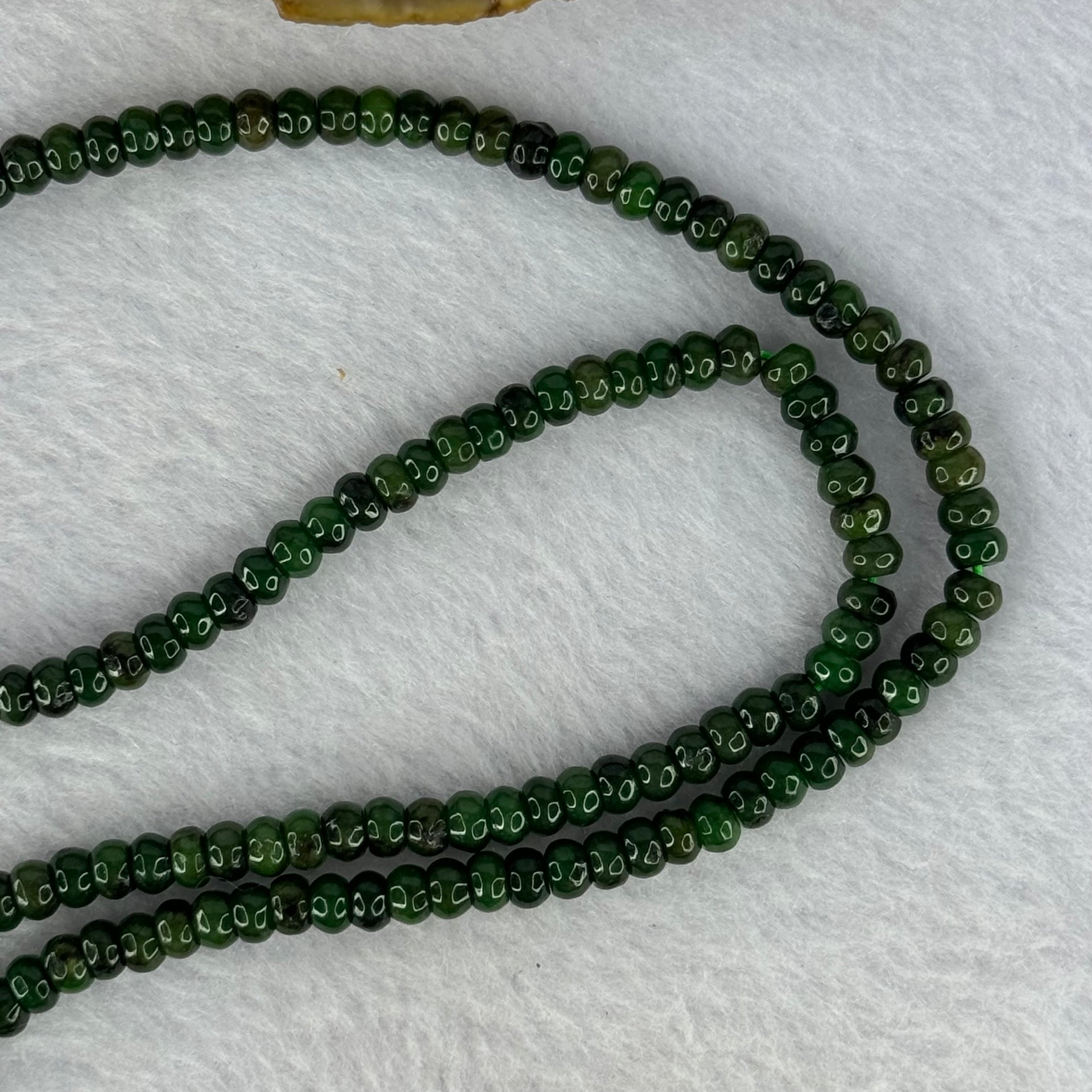 Type A Lao Keng Dark Spicy Green Jadeite Beads Necklace 30.94g 64cm 5.0nn 210 Beads - Huangs Jadeite and Jewelry Pte Ltd