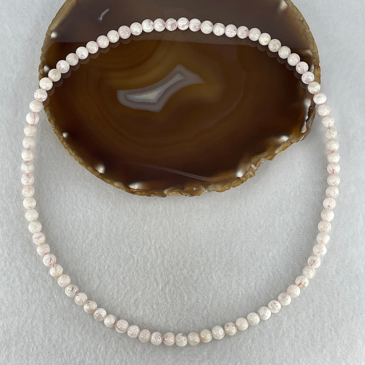 Collectors Grade Natural White Snowflake Ghost Phantom Quartz Beads Necklace | 7.3mm Rare Visionary  (39.24g | 54cm Strand Length | 82 Beads)