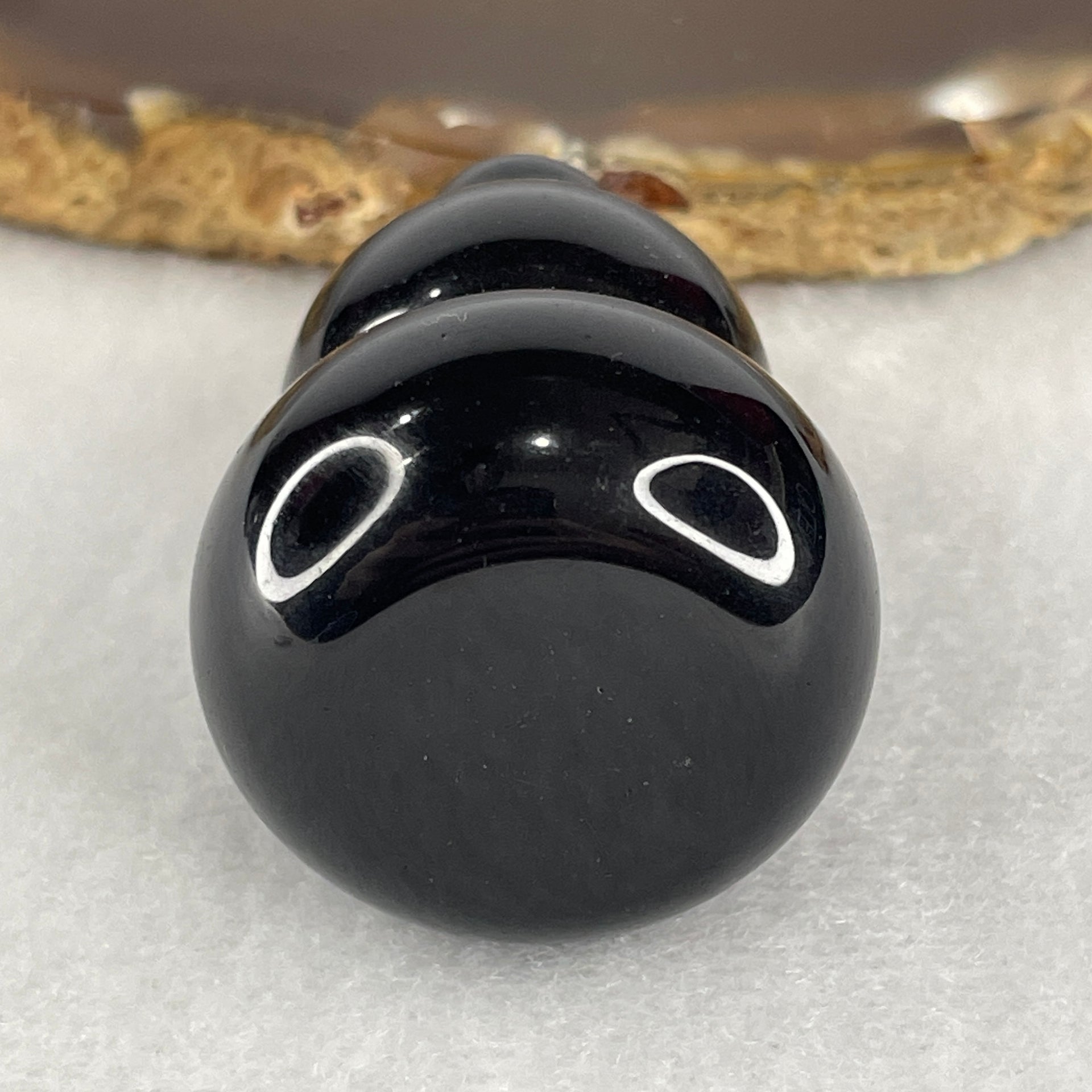 Natural Black Obsidian Mini Hulu Display 38.32g 44.7 by 29.0mm - Huangs Jadeite and Jewelry Pte Ltd
