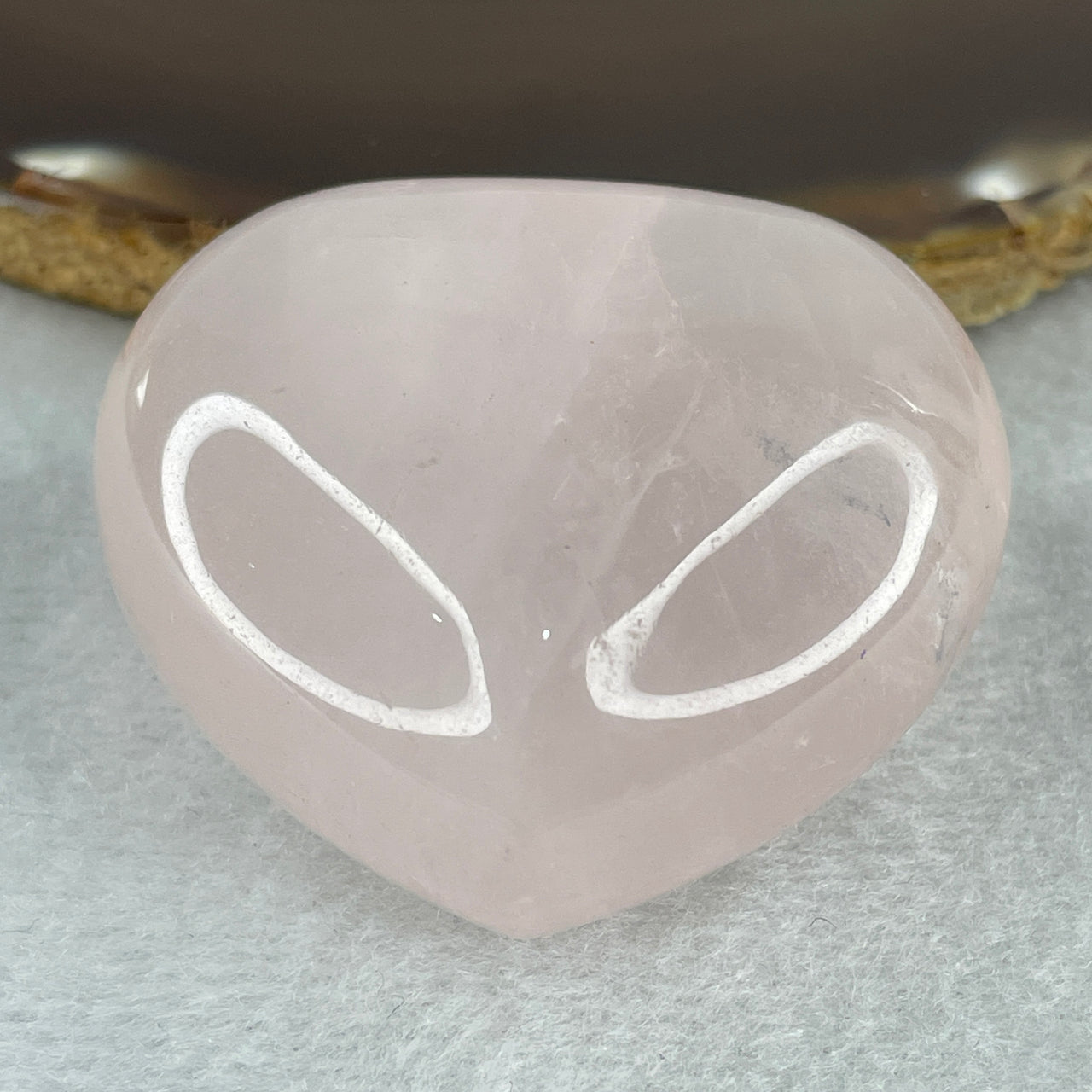 Average Grade Natural Rose Quartz Heart Shape Display 93.81g 47.2 by 49.7 by 27.5mm