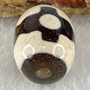 Natural Powerful Tibetan Old Oily Dark Brown With White Agate 3 Eyes Dzi Bead Heavenly Master (Tian Zhu) 三眼天诛 4.66g 17.8 by 12.9mm - Huangs Jadeite and Jewelry Pte Ltd