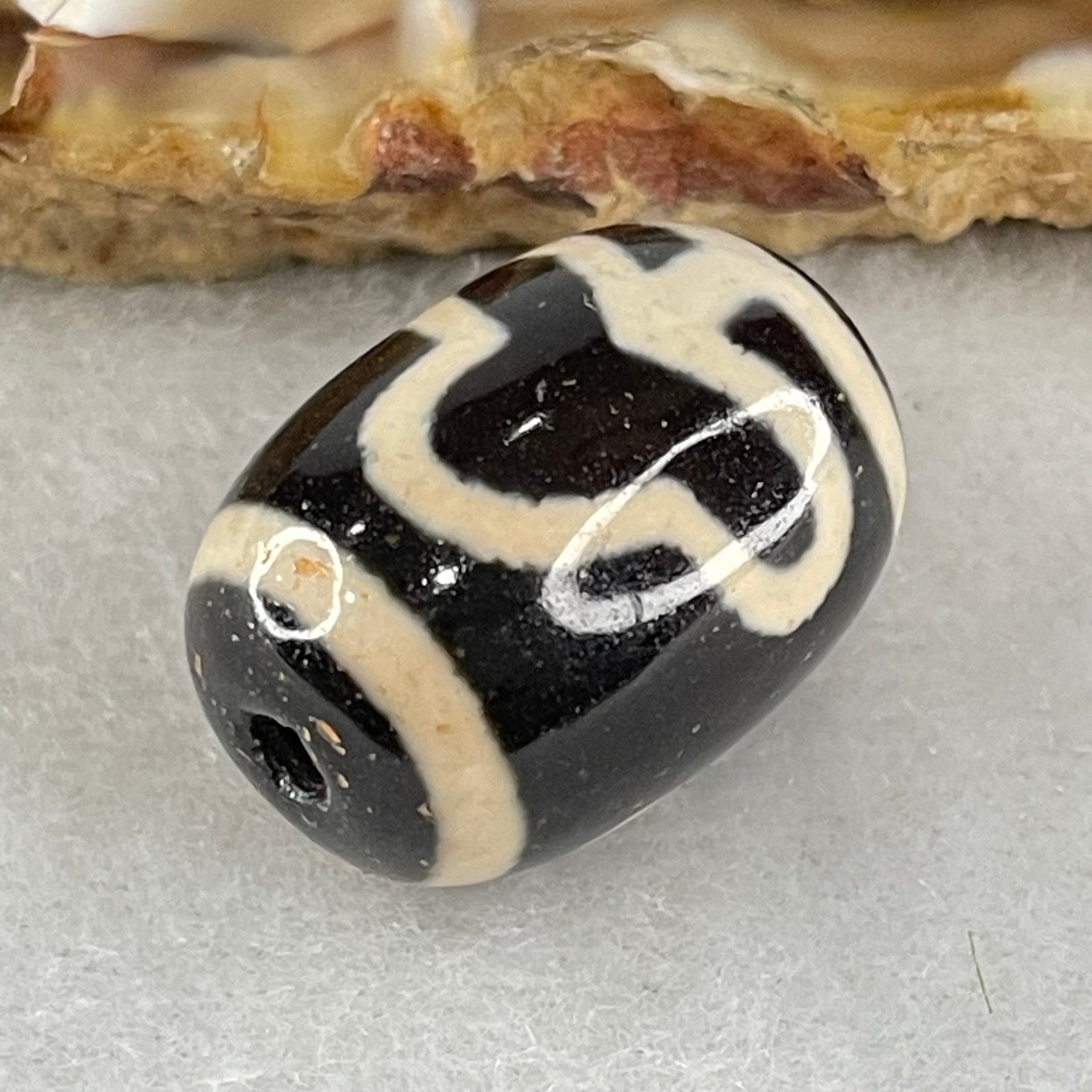 Natural Powerful Tibetan Old Oily Agate Double Bodhi Tree Dzi Bead Heavenly Master (Tian Zhu) 菩提树天珠 4.50g 17.9 by 12.8mm - Huangs Jadeite and Jewelry Pte Ltd