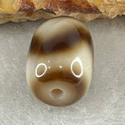 Natural Powerful Tibetan Old Oily Agate Tiger Tooth Daluo Dzi Bead Heavenly Master (Tian Zhu) 2.38g 13.7 by 10.4mm - Huangs Jadeite and Jewelry Pte Ltd