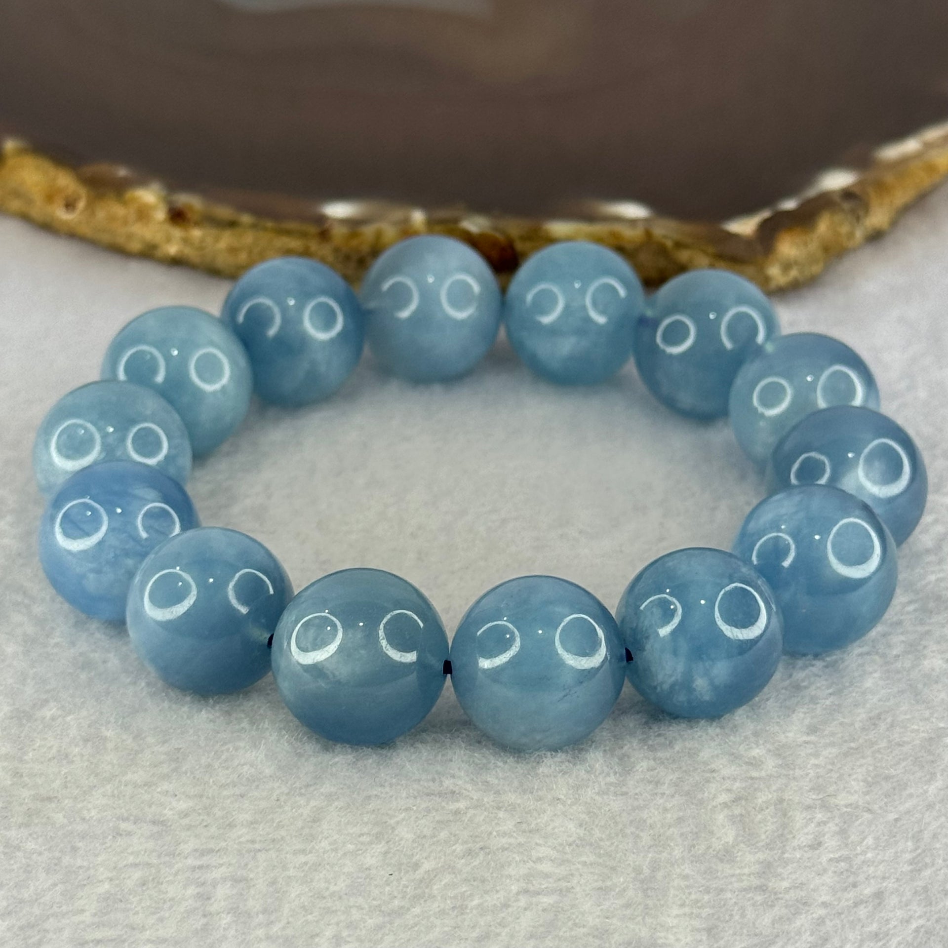 Natural Aquamarine Beads Bracelet 75.87g 19cm 15.9mm 14 Beads - Huangs Jadeite and Jewelry Pte Ltd