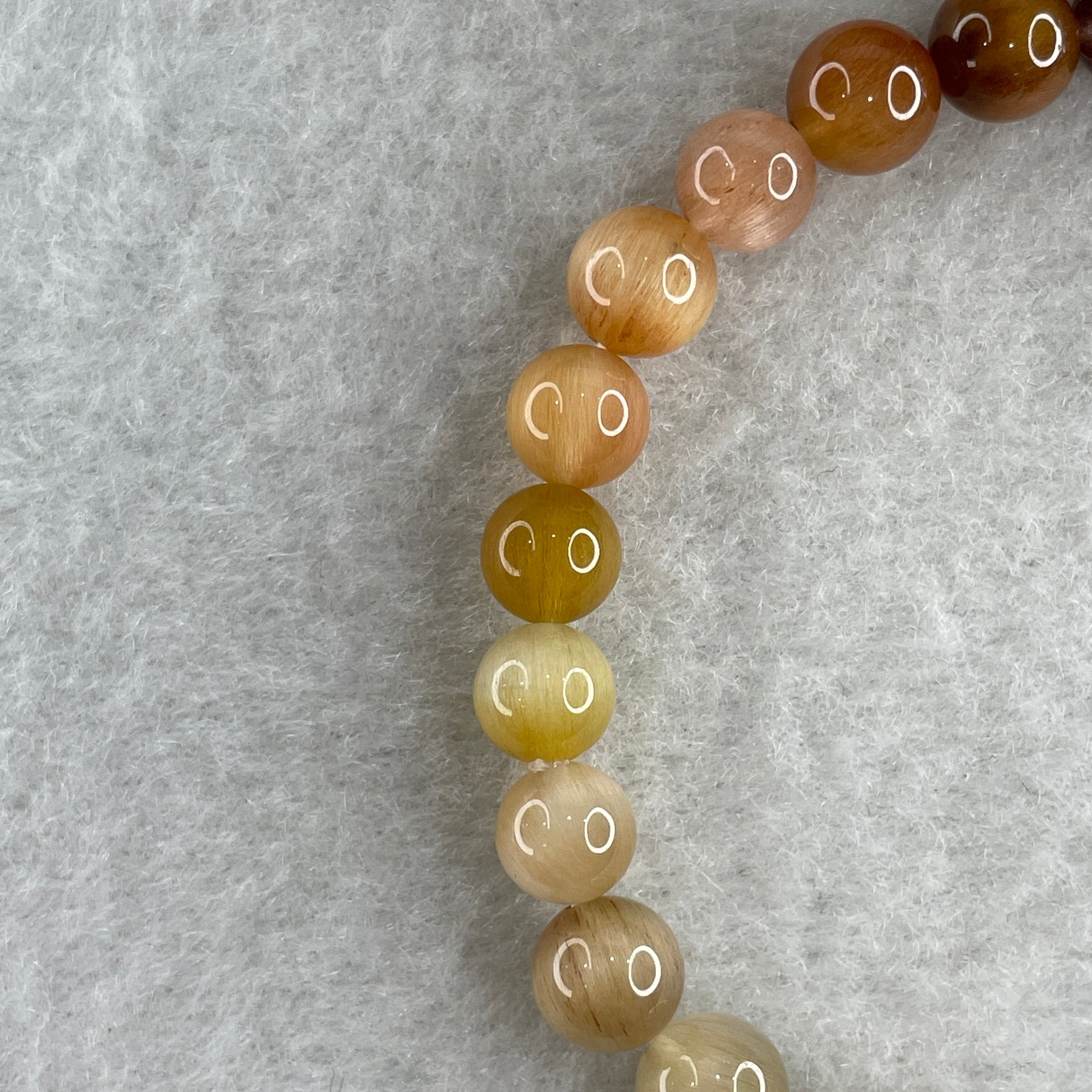 Good Grade Natural Muti Color Rabbit Hair Rutilated Quartz Beads Bracelet 11.15g 15.5cm 6.9mm 27 Beads - Huangs Jadeite and Jewelry Pte Ltd
