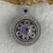 Natural Purple with Colorless and Blue Cubic Zirconia Beads Pendant in S925 Sliver 6.99g 6.0 by 2.0mm - Huangs Jadeite and Jewelry Pte Ltd