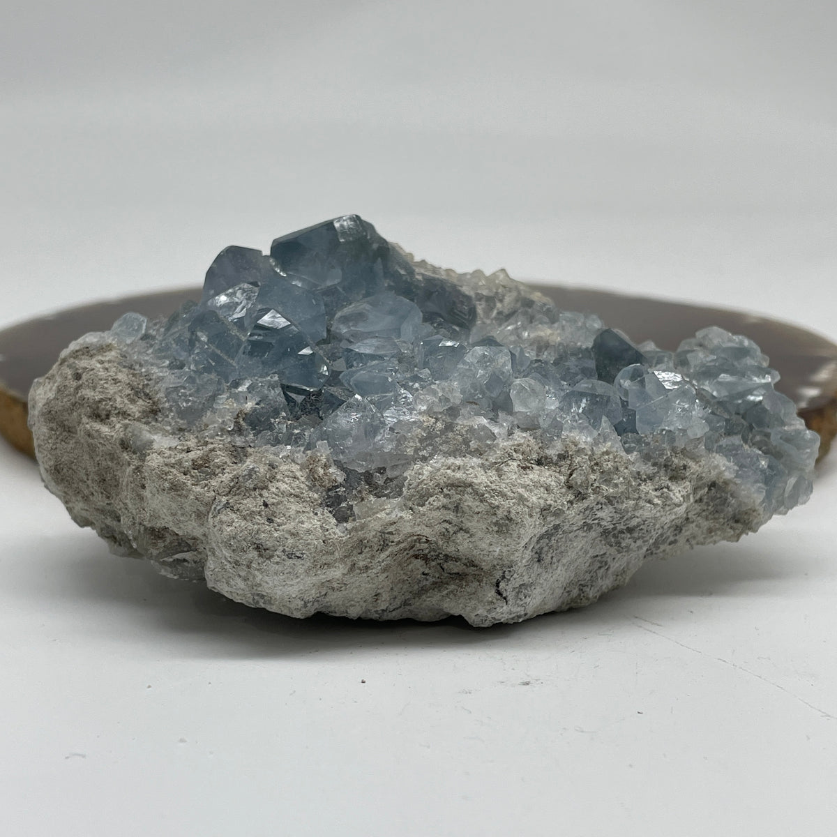 Natural Celestine Rough Display | Sky-Blue Prismatic Crystal Geode Cluster Bed (315.30g | 100.0 x 62.3 x 38.9mm | "Stone of Heavenly Peace & Intuitive Wisdom" Tranquility Geode Anchor, Feng Shui Sanctuary Space Purifier)