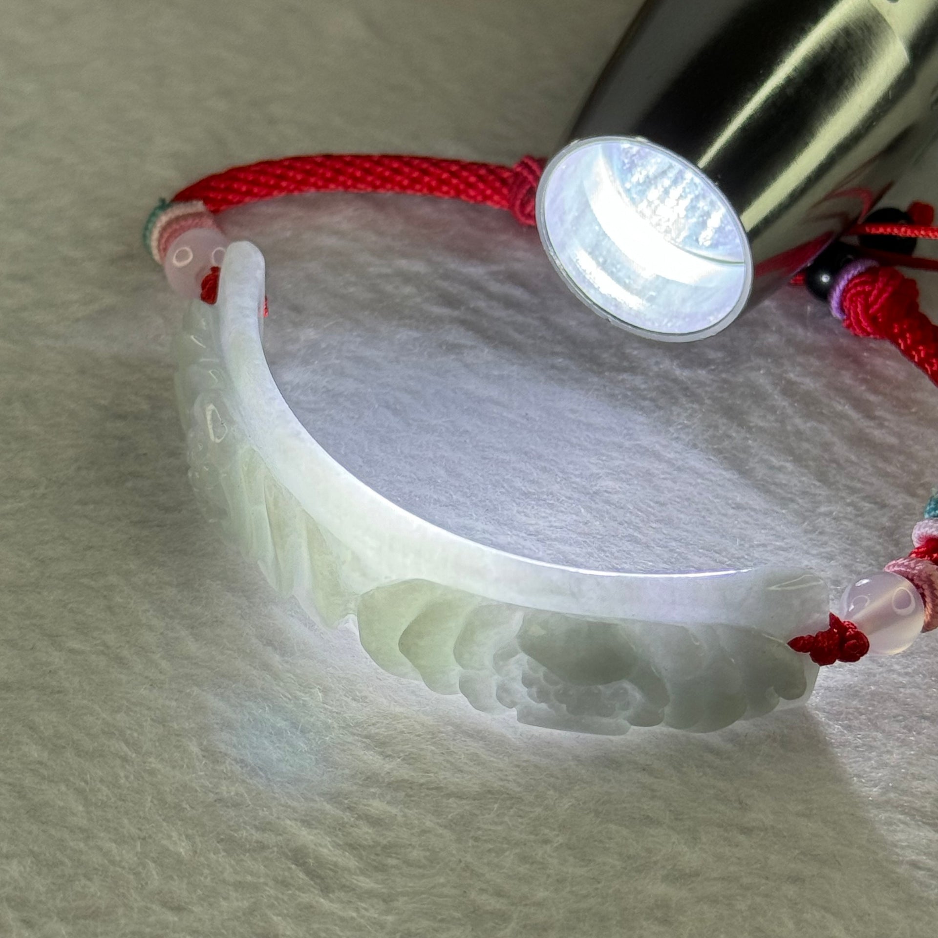 Type A Lavender Jadeite Double Lotus Flowers Bracelet 17.85g 59.0 by 14.8 by 7.2mm - Huangs Jadeite and Jewelry Pte Ltd