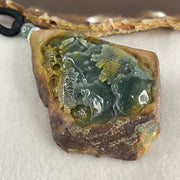 Grand Master Type A Brown with Blueish Green Jadeite Shan Shui with Guiren Benefactor Pendant 107.48g 74.0 by 53.9 by 23.3mm - Huangs Jadeite and Jewelry Pte Ltd
