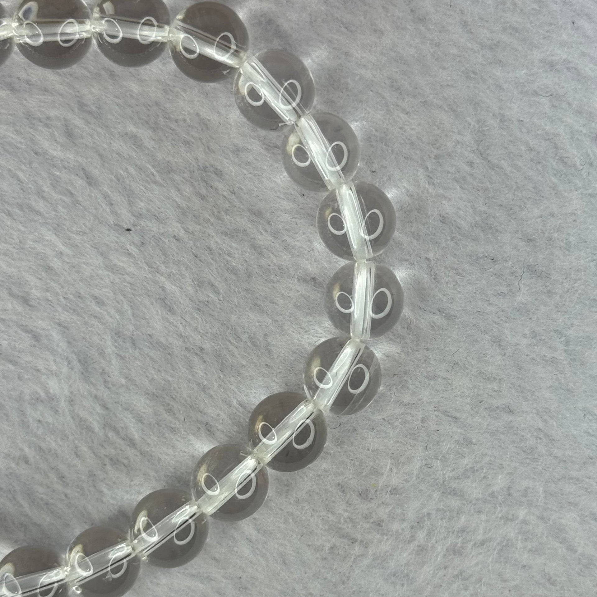 Natural Clear Quartz Bracelet 天然白水晶手链 18.64g 16.5cm 8.4mm 24 Beads - Huangs Jadeite and Jewelry Pte Ltd