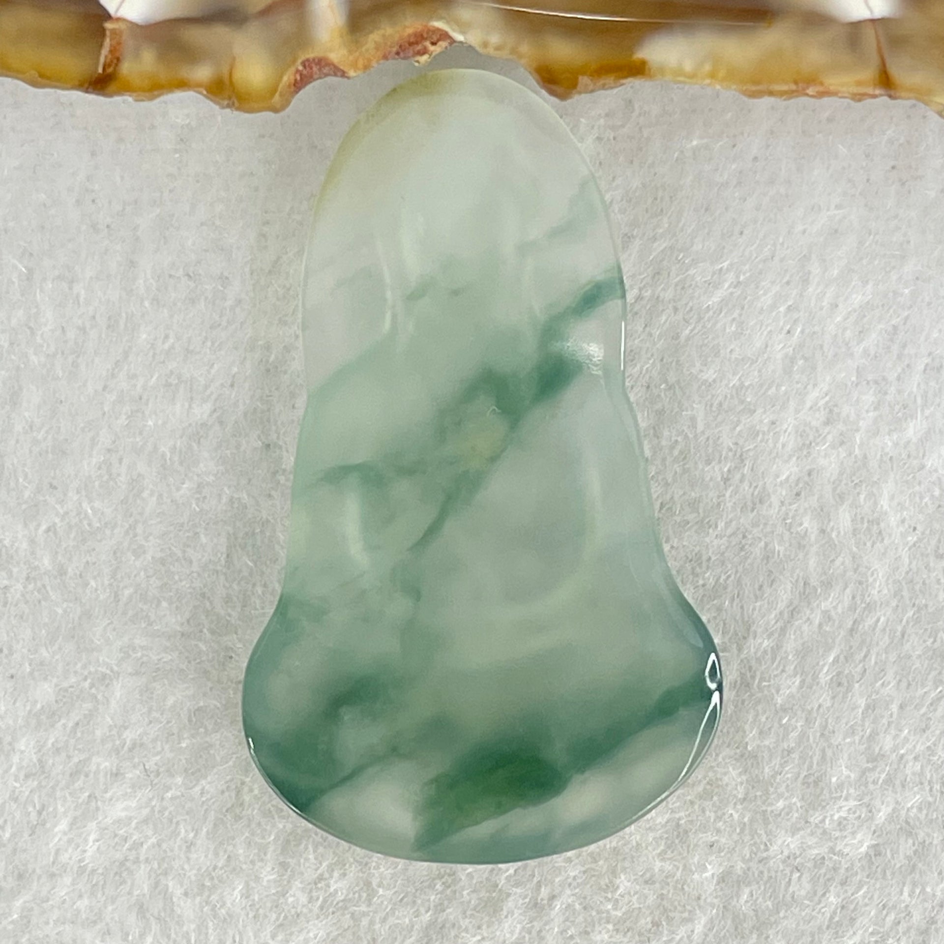 Type A Icy Light Green with Blueish Green Piao Hua Jadeite Guan Yin Pendant for Setting 6.27g 34.8 by 23.3 by 4.1mm - Huangs Jadeite and Jewelry Pte Ltd