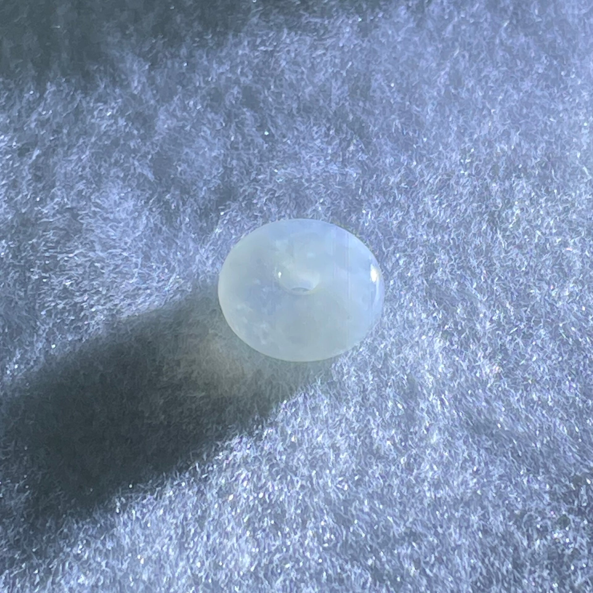 Type A Icy White Jadeite Ping An Kou Donut Charm Pendant 1.62g 12.7 by 4.8mm - Huangs Jadeite and Jewelry Pte Ltd